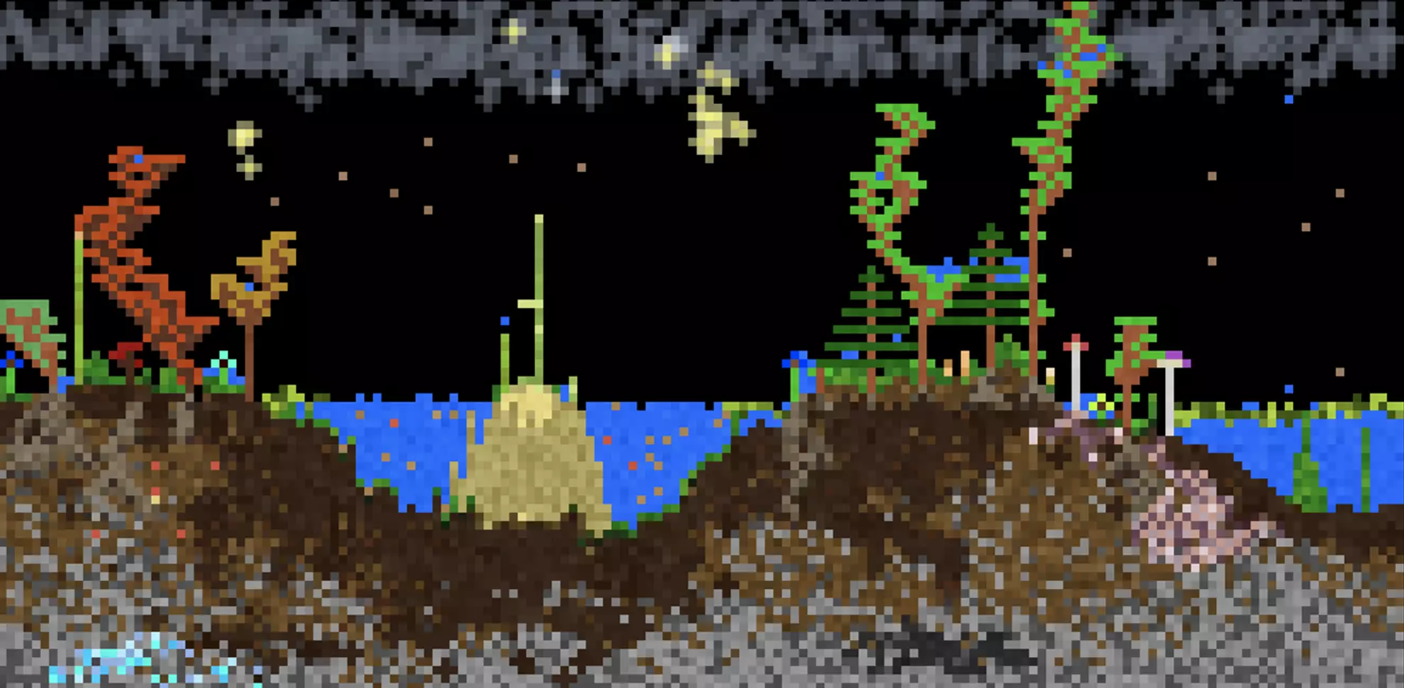 Rainforest landscape made in Sandboxels Rainforest landscape made in Sandboxels